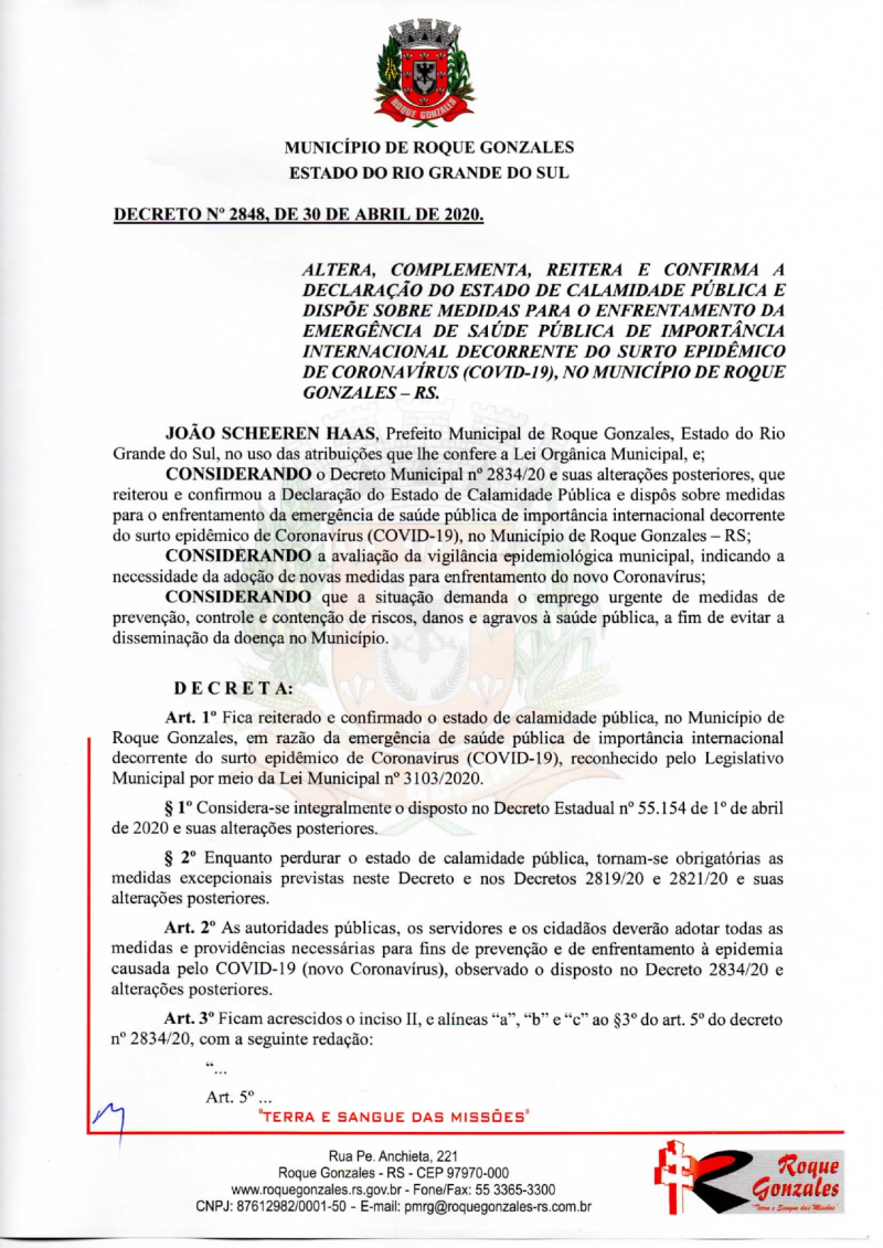 ADMINISTRAÇÃO MUNICIPAL PUBLICA DECRETO QUE REITERA E CONFIRMA ESTADO DE CALAMIDADE PÚBLICA
